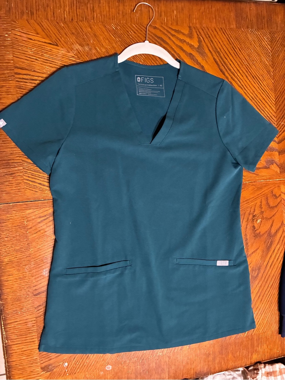 Figs Teal V-Neck Short Sleeve Scrub Top